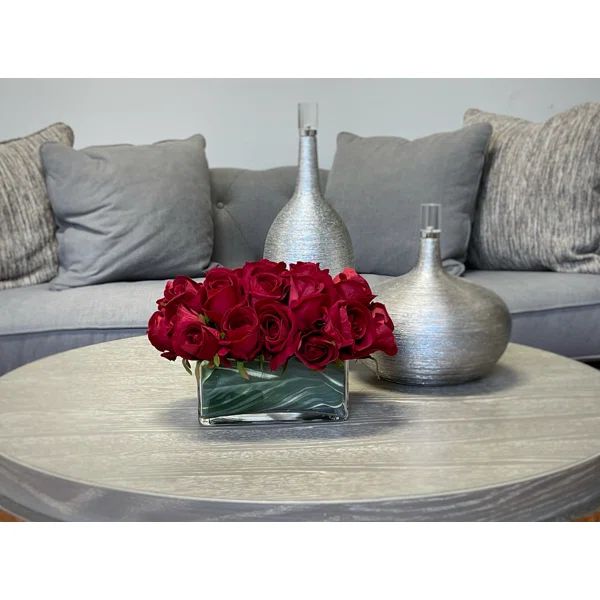 Roses Arranged in Glass Vase | Wayfair North America