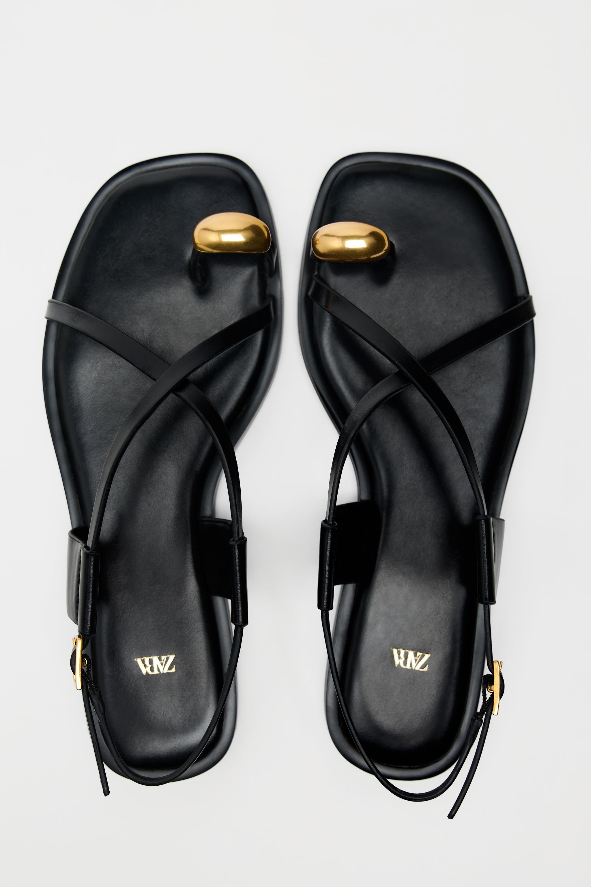 FLAT STRAP SANDALS WITH METAL ADORNMENT | Zara UK