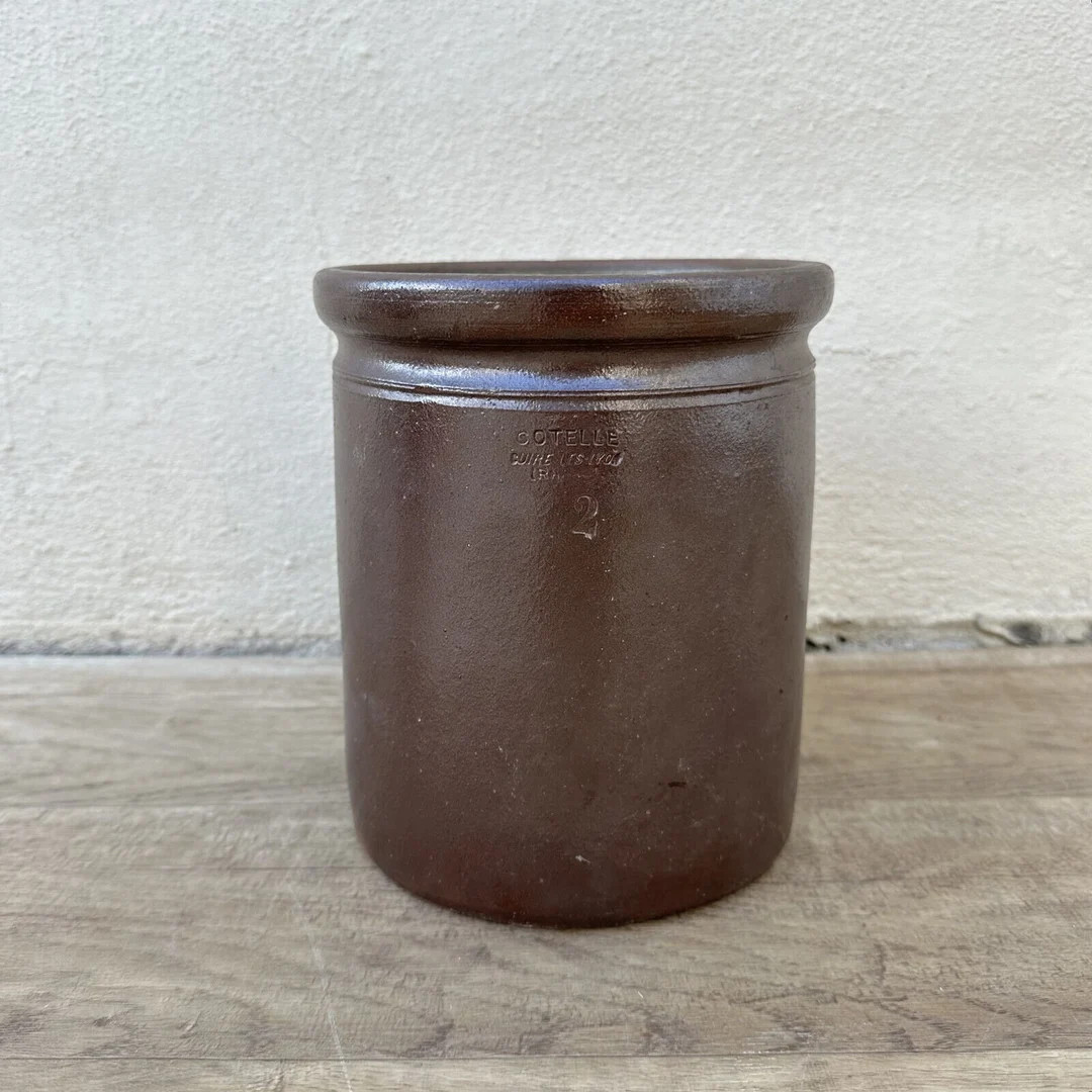 Handmade Glazed Brown Antique French Confit Jam Pot Big Stoneware Lyon 0712239 | Etsy (US)