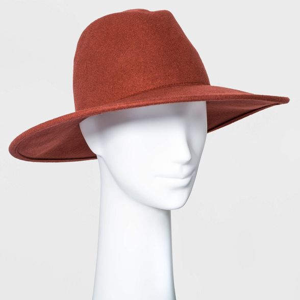 Women's Wide Brim Felt Fedora Hat - Universal Thread™ Rust Red | Target