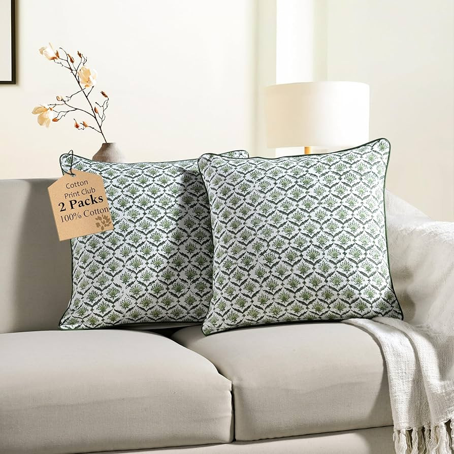 CPC Throw Pillow Covers for Couch, 20x20 Inch Decorative Couch Pillows for Living Room, 100% Cott... | Amazon (US)