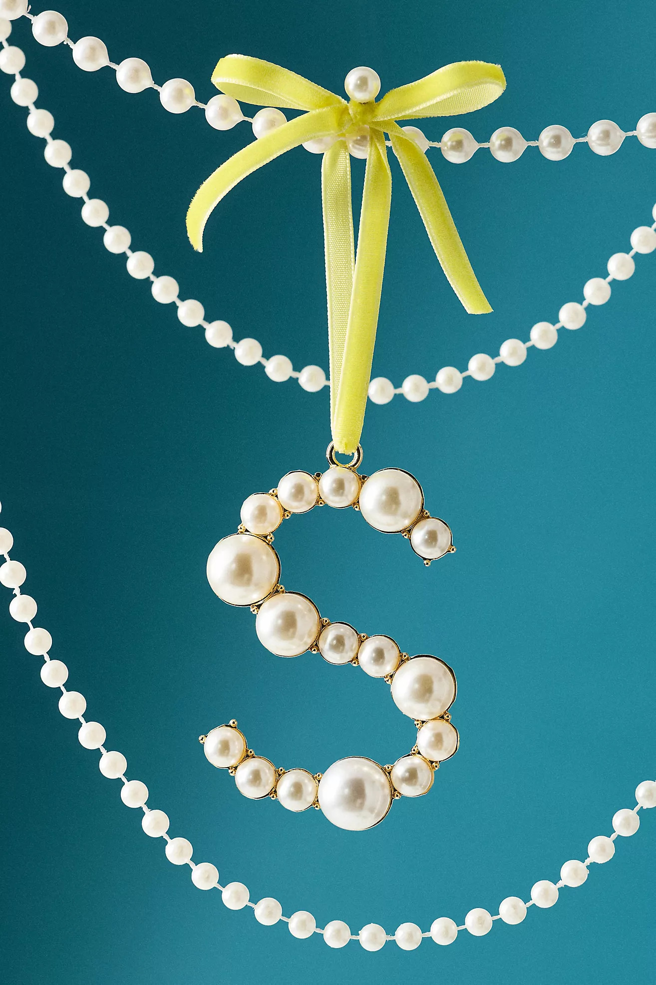 Pearl Monogram Ornament | Anthropologie (US)