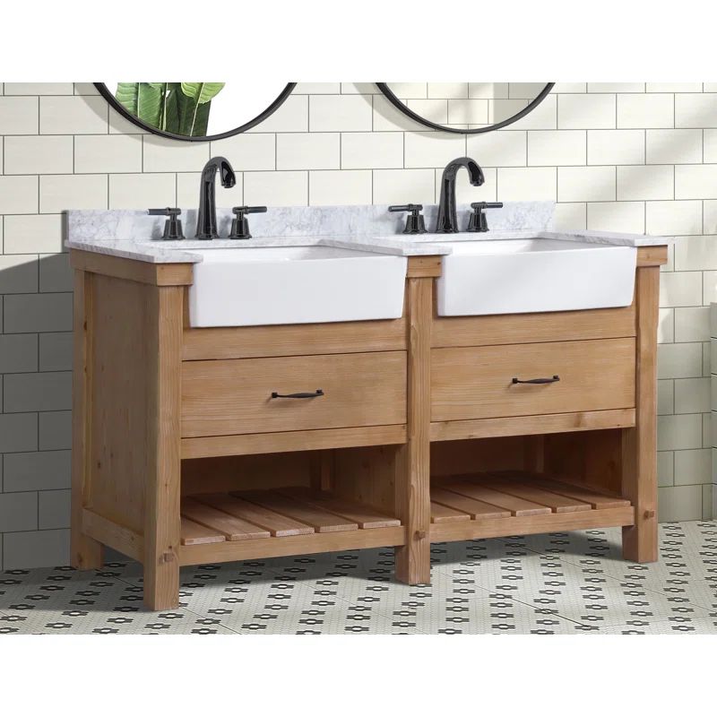 Kordell 60'' Double Bathroom Vanity with Marble Top | Wayfair North America