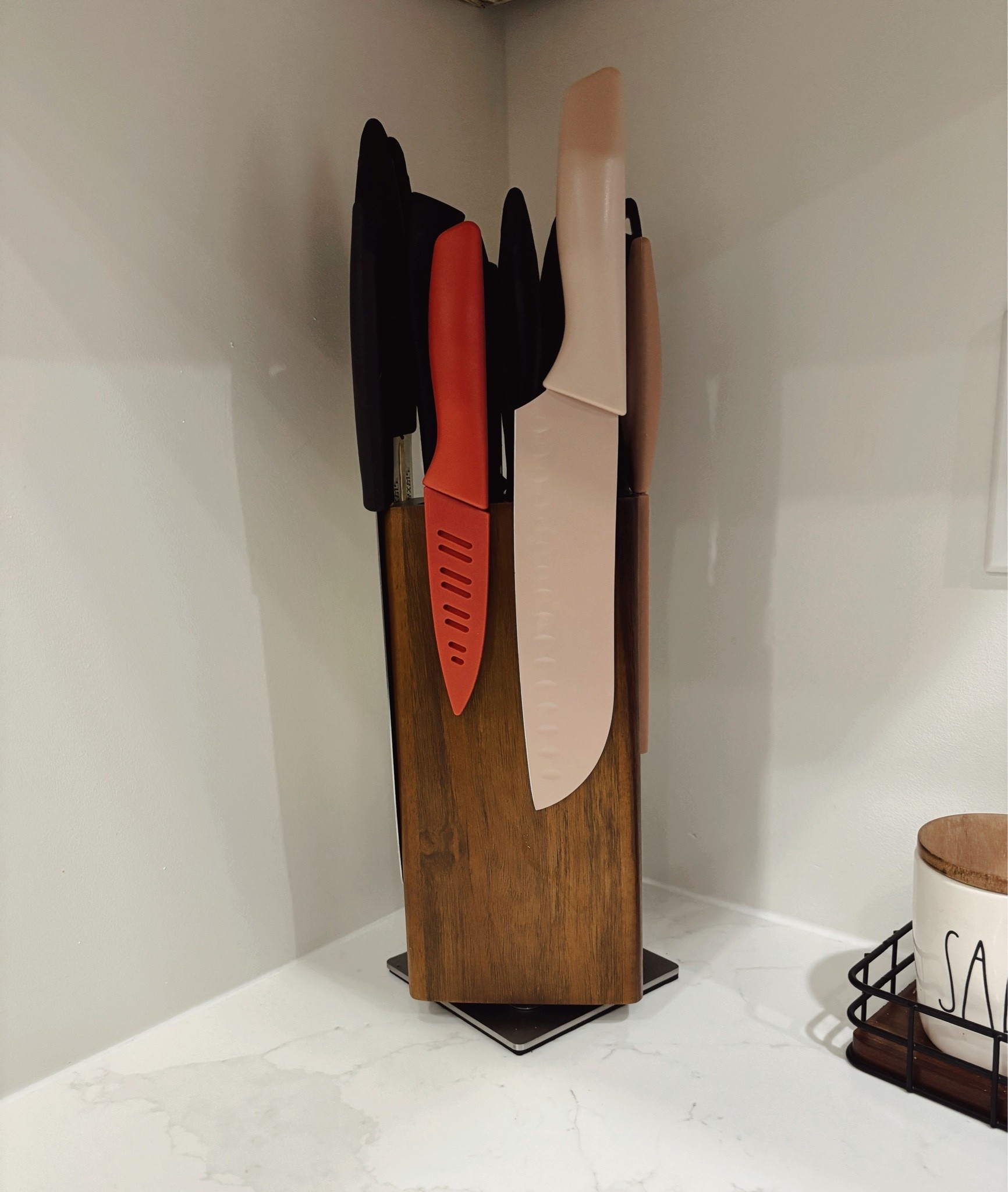 This knife holder is so nice and holds all my knives. I was so happy to find something aesthetically pleasing and functional. Not to mention it keeps them up and away from my toddler. The knives in it are just as great!!!

#LTKmomlife #LTKSaleAlert #LTKdayinmylife
