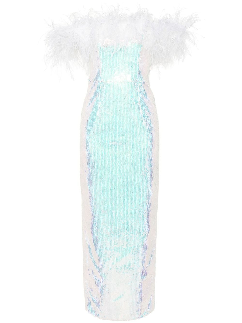 NISSA feather-trim sequin-design dress - White | Farfetch Global