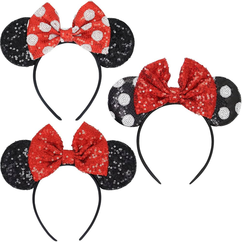 Minnie Ears Mouse Ears Headband with Sequin Bows, Headbands for Man Halloween Costume, Headwear H... | Amazon (US)