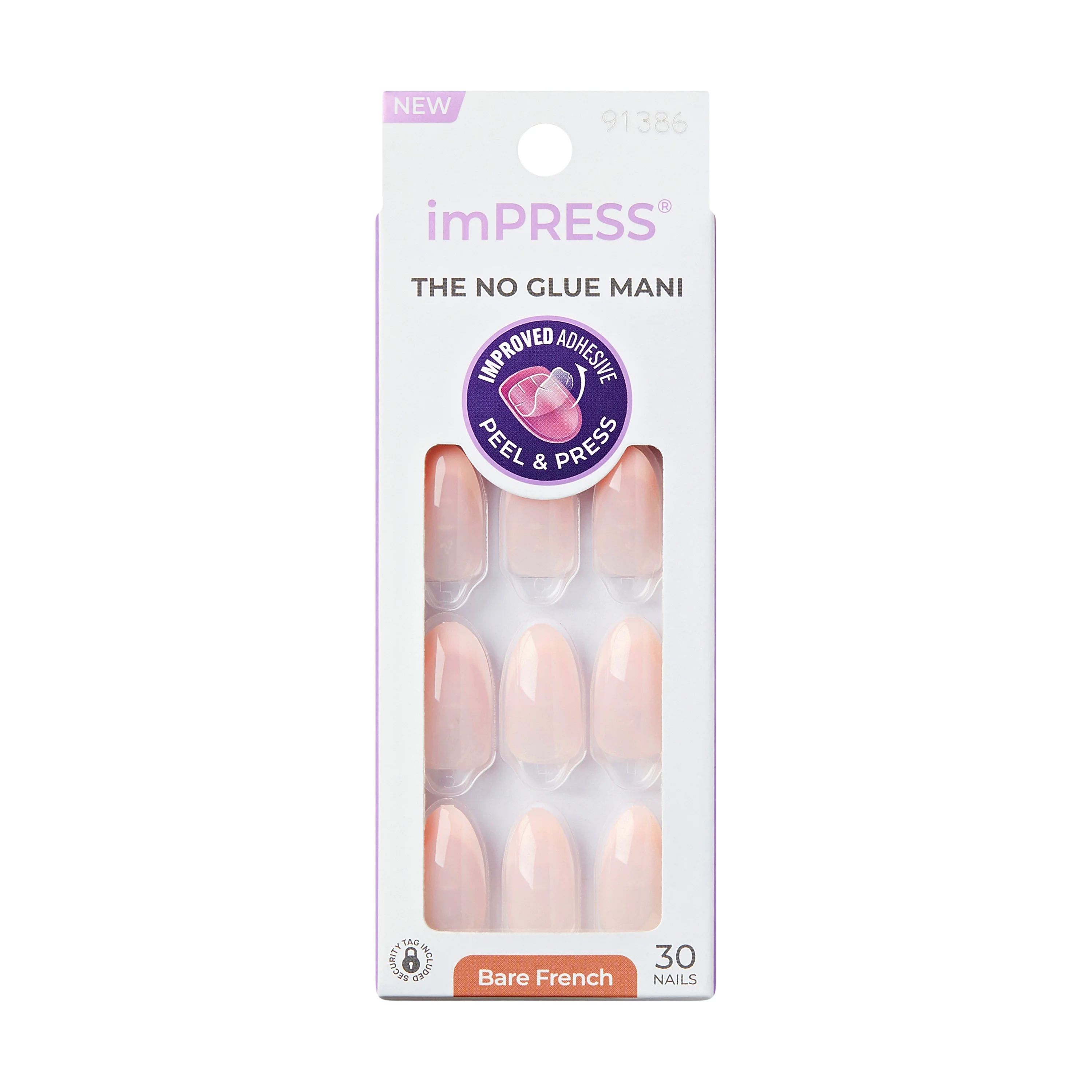imPRESS French Press-On Nails, Heroic, White, Short Length, Squoval Shape, 30 ct. | Walmart (US)