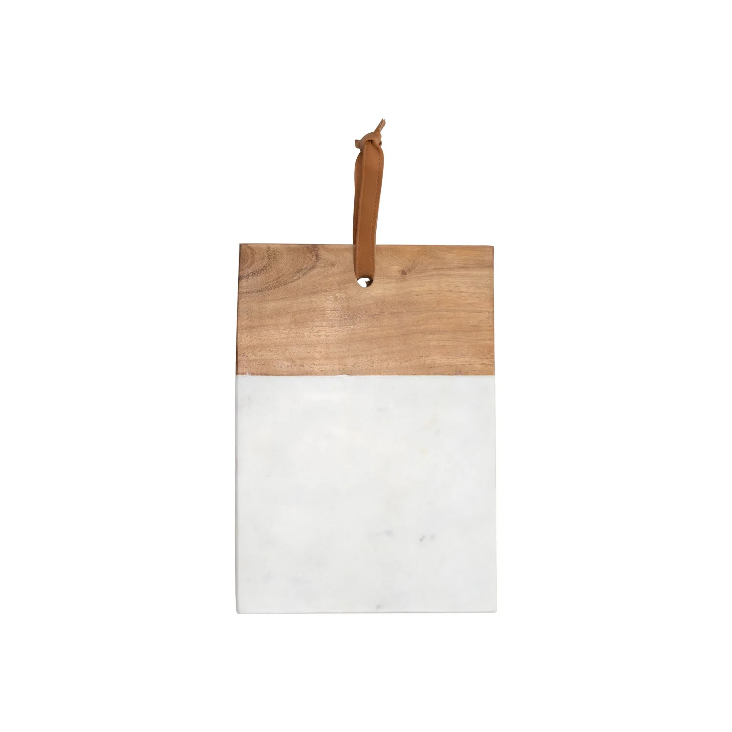 Foreside Home & Garden Small Square White Marble and Wood Kitchen Serving Cutting Board | Walmart (US)