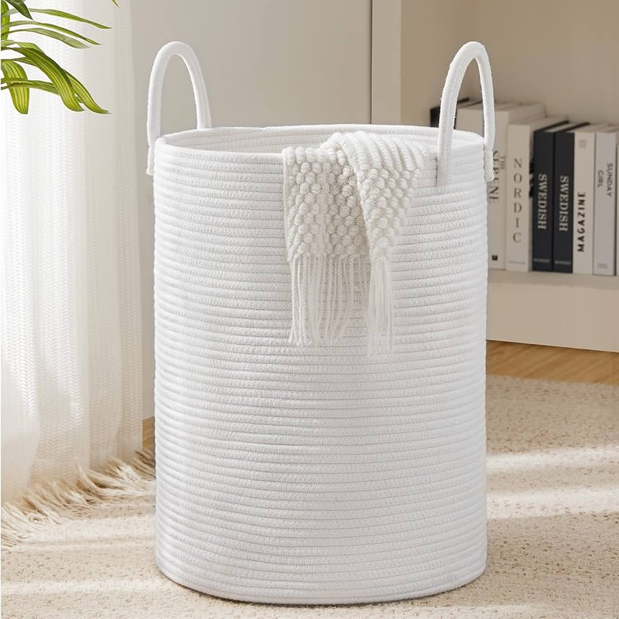 Woven Rope Laundry Hamper Basket by YOUDENOVA, 58L Tall Laundry Basket, Baby Nursery Hamper for B... | Amazon (US)