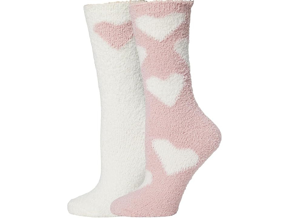 Barefoot Dreams Cozychic(r) Heart Print Sock Set Women's Sets Pink Peonie/Pearl, Polyester | Zappos