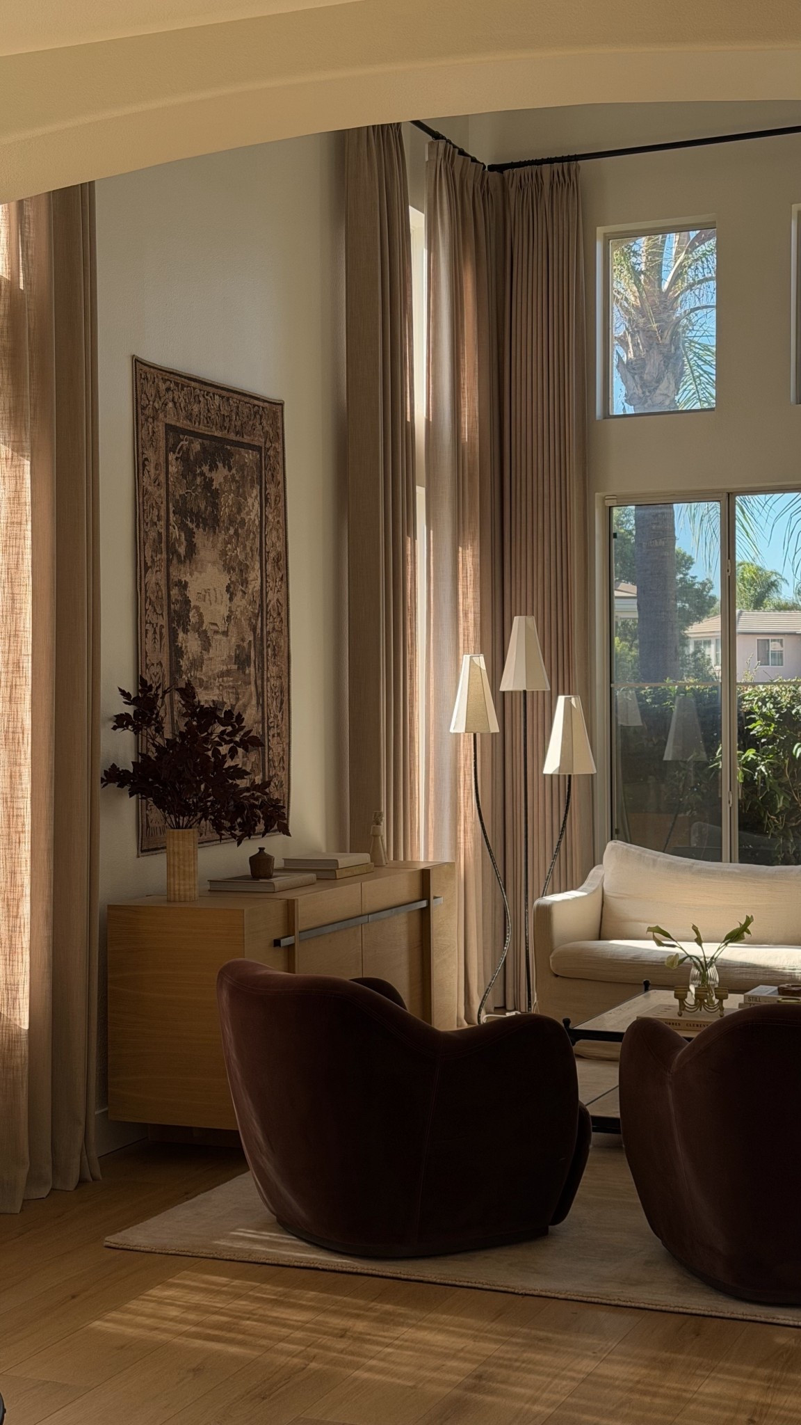 Our formal living room curtain details! Use code “MICHELLELEI” at checkout for a discount 🫶🏼

• Two Pages Liz Linen collection
• Burlywood Burch
• Triple Pleat, Unlined 
• Memory trained

Used a non-adjustable rod so it’s more seamless!

#LTKHome