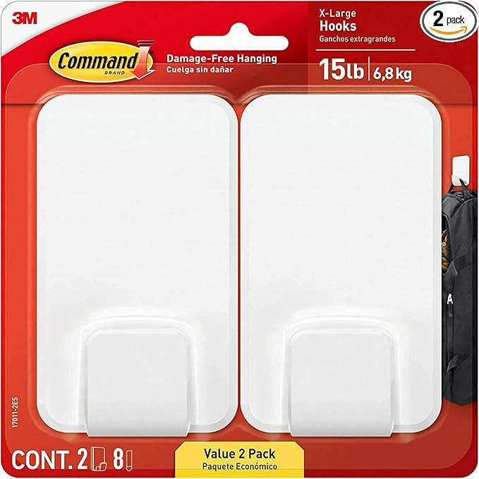 Command 15 Lb XL Heavyweight Wall Hook, Damage Free Hanging Wall Hook with Adhesive Strips, Heavy... | Amazon (US)
