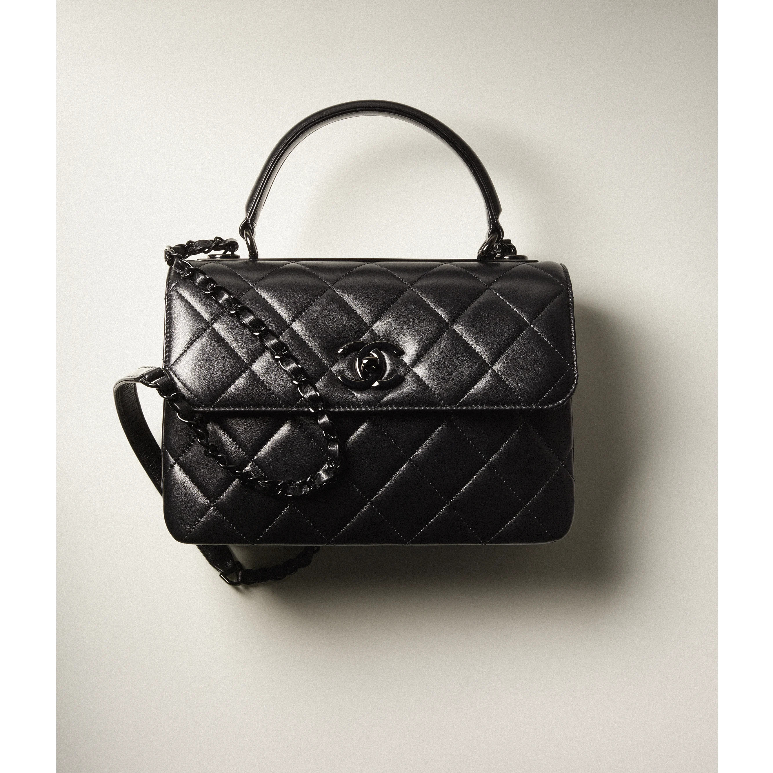 Flap Bag with Top Handle - Lambskin & black metal — Fashion | CHANEL | Chanel, Inc. (US)