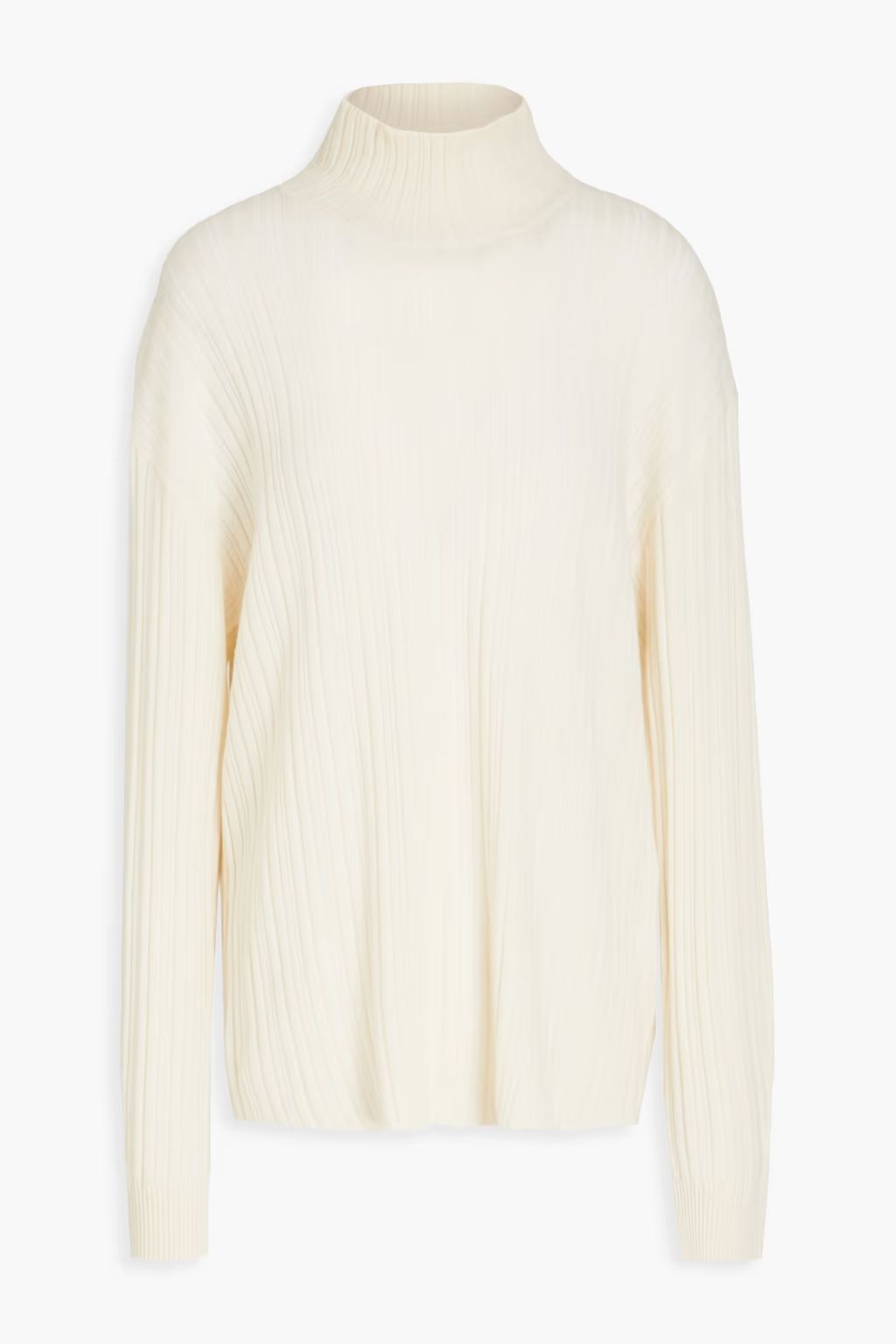 Ecru Cutout ribbed wool and cashmere-blend turtleneck sweater | NAADAM | THE OUTNET | The Outnet (US and CA)