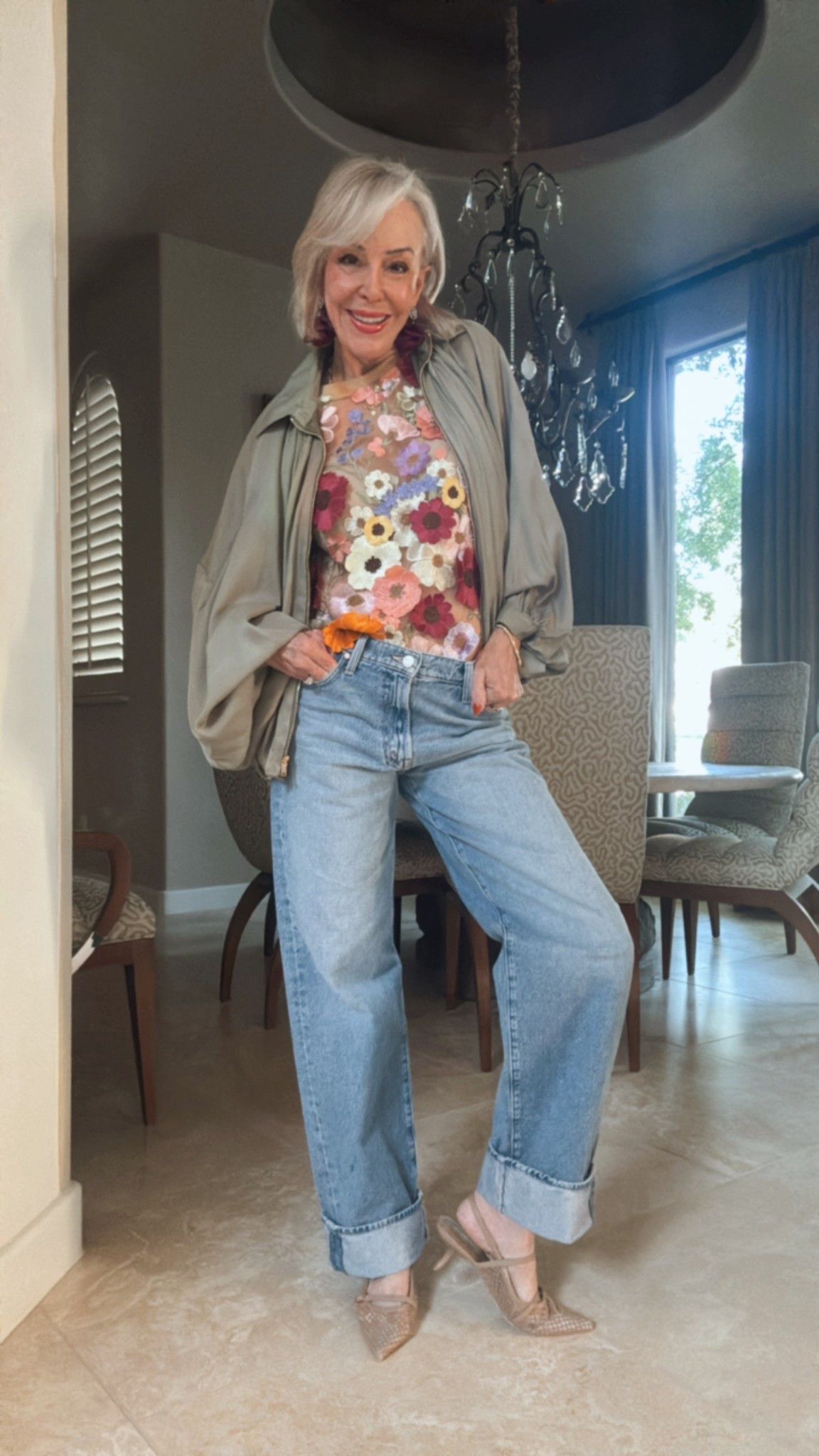Mother Denim- Dodger Skimp cuffed straight leg jeans
Puffed Bomber Jacket Casual Batwing Sleeve Lapel Collar Zip Shirts Oversized Pleated Streetwear Jackets
Romantic Textured Floral Embroidered Top With Multicolor Floral Applique

#LTKSeasonal #LTKFindsUnder50 #LTKOver40