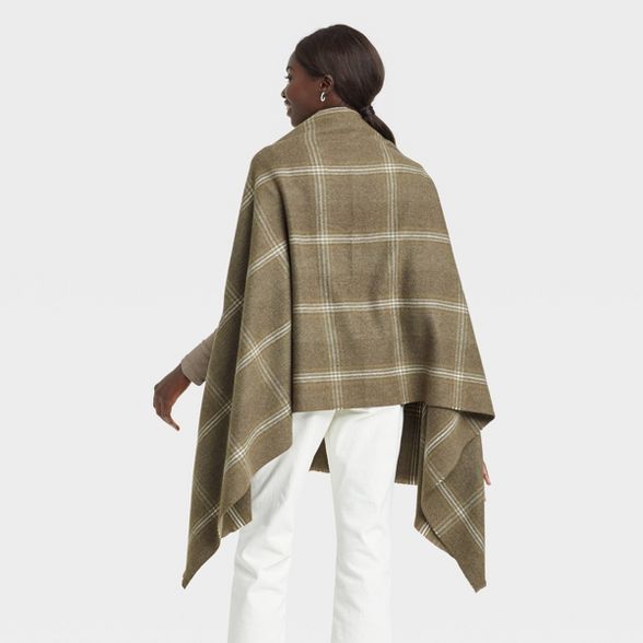 Women&#39;s Plaid Wrap Jacket - A New Day&#8482; Olive One Size | Target