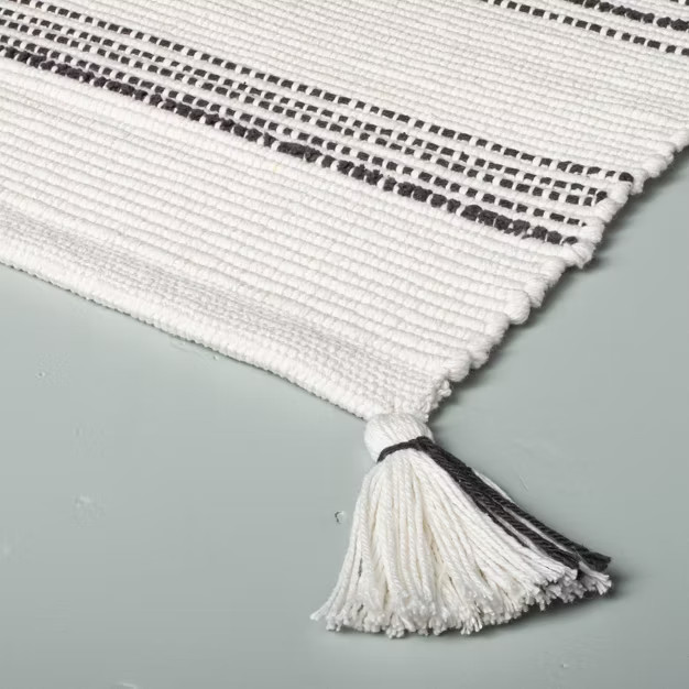 Tonal Stripes Bath Rug Sour Cream/Railroad Gray - Hearth & Hand™ with Magnolia | Target