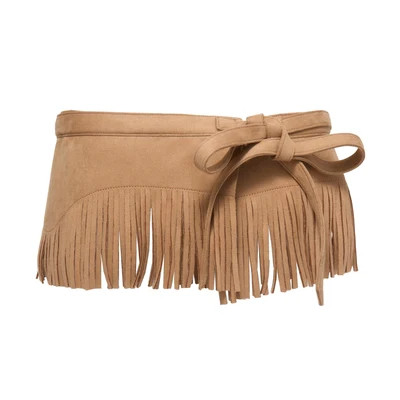 CAMEL DOLLY FRINGE BELT | LELE SADOUGHI