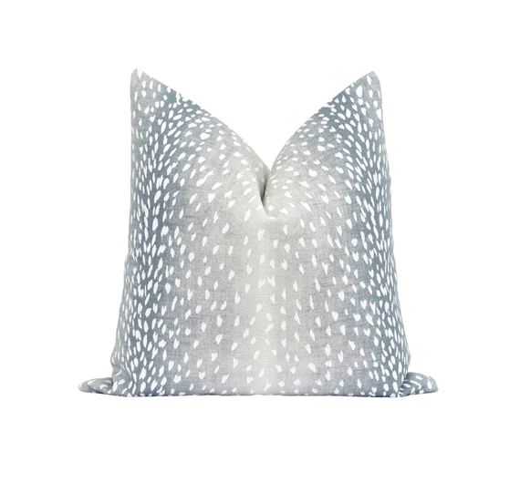 18 20 22 24 26 Aqua Linen Pillow Cover, Aqua Blue Pillow, Animal Print Accent Pillow, Antelope Pr... | Etsy (US)