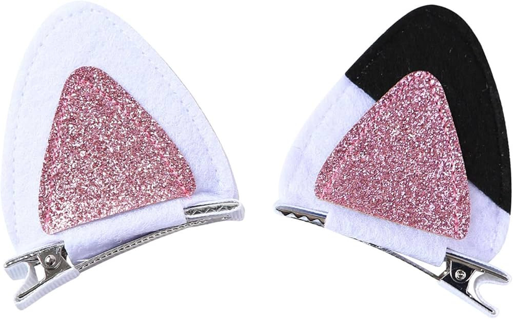 Cat Ears Hair Clips for Girls Women Large Hair Barrettes Pink Glitter Accessories Party Supplies | Amazon (US)