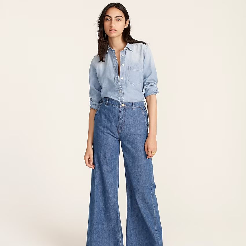 Petite Classic-fit chambray popover | J.Crew US