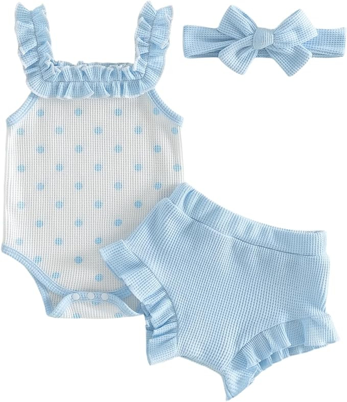 Newborn Baby Girl Clothes Floral Sleeveless Romper Bodysuit + Ruffle Bloomers Shorts Infant Summe... | Amazon (US)