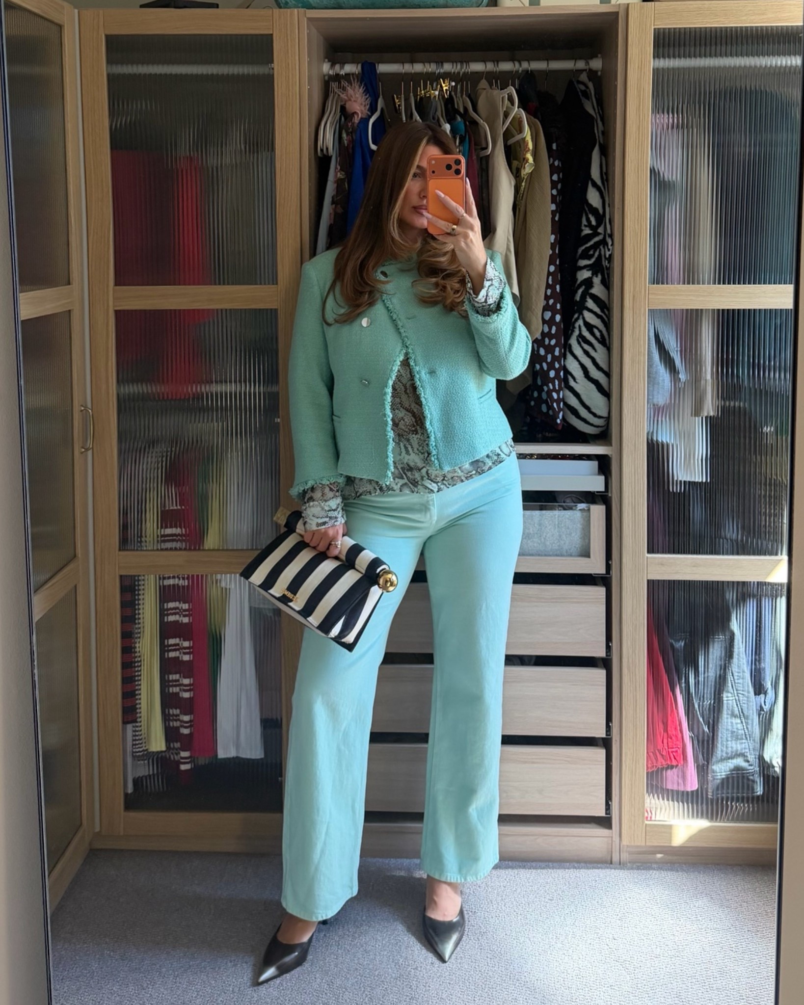 Wearing size 44 jeans , L top and XL jacket