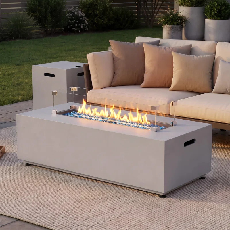 42" Rectangle Iron Propane / Natural Gas Smokeless Outdoor Fire Pit Table with Hidden Fuel Tank, ... | Wayfair North America