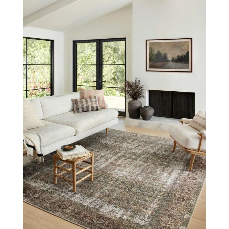 Georgie Oriental Moss/Salmon Area Rug | Wayfair Professional