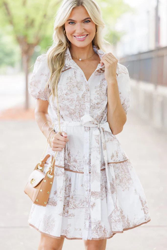 Natural Beauty Latte Brown Toile Dress | The Mint Julep Boutique