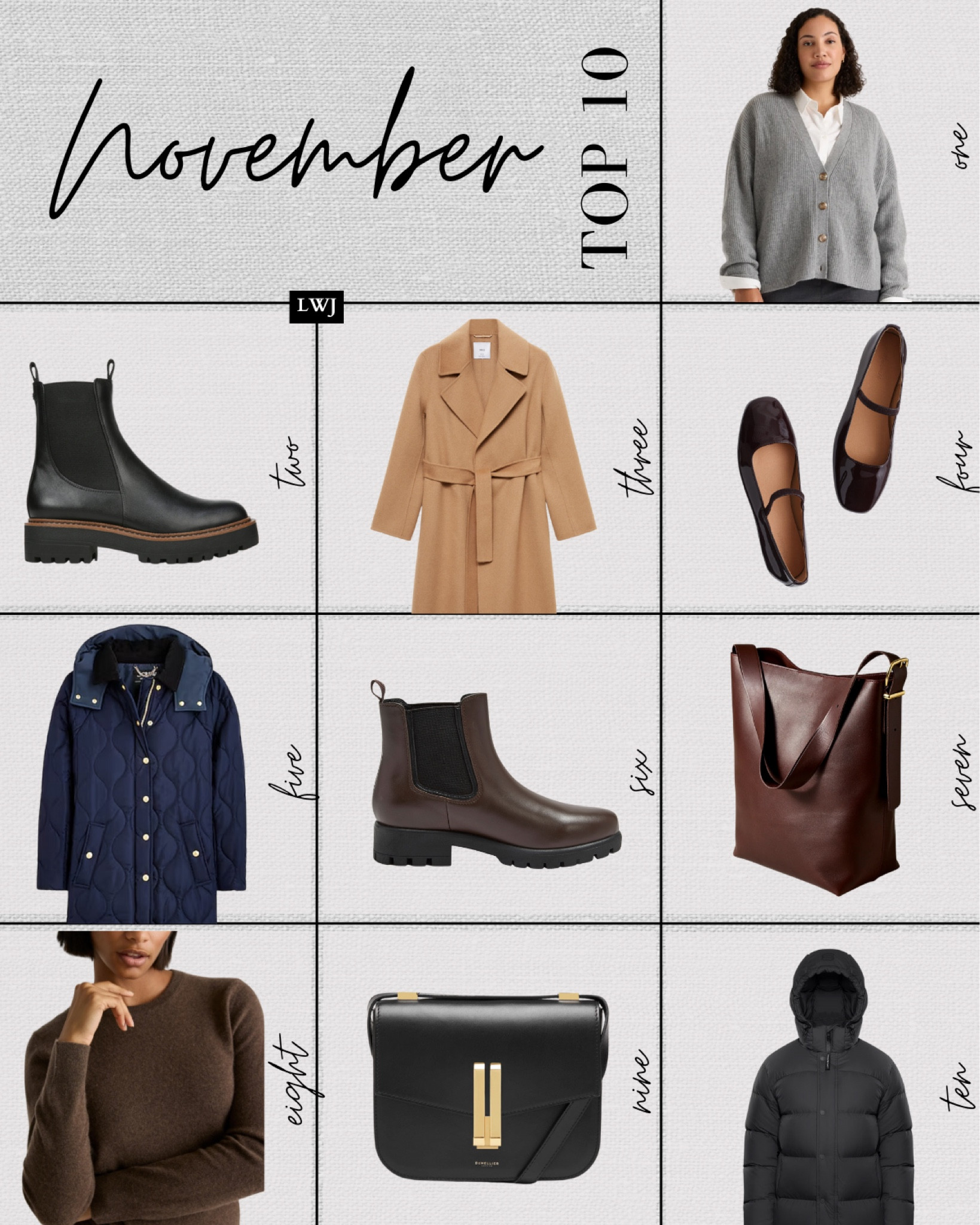 November’s bestsellers: 

1. Quince oversized cashmere cardigan - soft, warm, and nursing friendly 
2. Sam Edelman Chelsea waterproof boots 
3. Mango camel coat - my favorite in my closet + most worn 
4. Madewell Greta ballet flats - available in multiple colors 
5. Jcrew quilted coat - on a major sale right now! 
6. Lands end Chelsea boot - great option for those with a slightly wider ankle 
7. Madewell bucket tote 
8. Quince cashmere Crewneck - under $50 
9. Demellier the Vancouver bag - quality designer bag under $600 
10. Aritzia the super puff long - available in SEVERAL variations, very warm for the winter months 

#LTKSeasonal