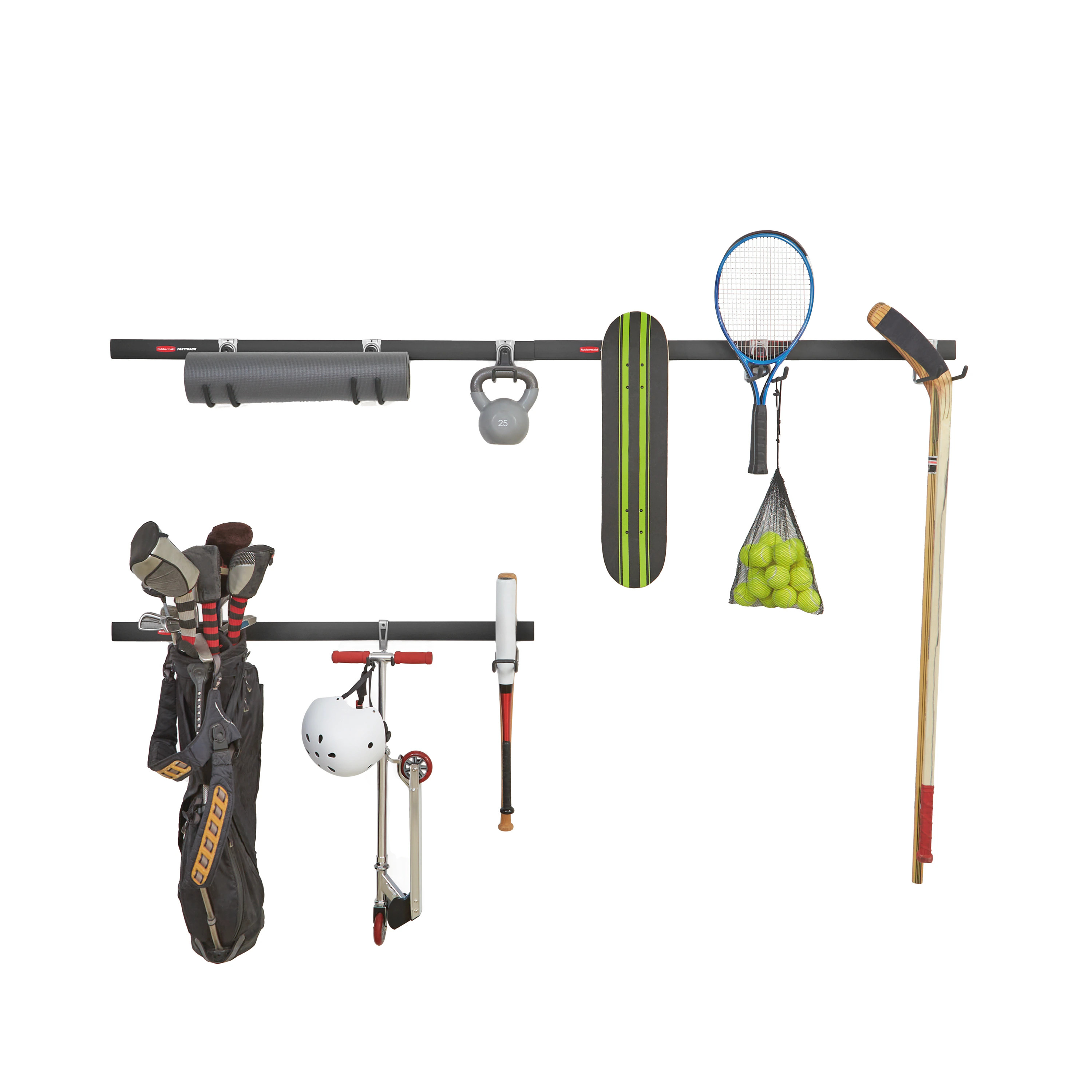 Rubbermaid FastTrack Garage 12 -Piece 48-in Black/Silver Steel Multipurpose Storage rail system one_size | 2012266 | Lowe's