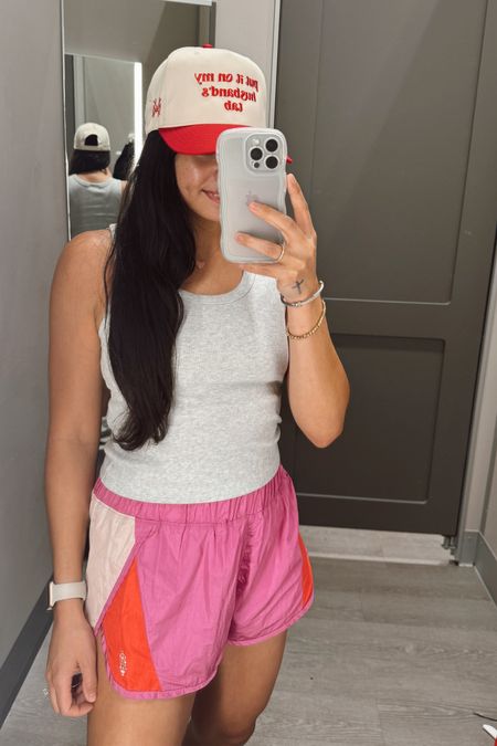 Outfit of the day! Activewear, free people movement, trucker hat, shorts, pink, red, outfit ideas, summer style, summer fashion, sports mom, travel outfit, vacation outfit, my style 

#LTKFitness #LTKFindsUnder50 #LTKStyleTip