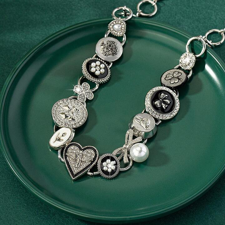 1pc European And American Style Exaggerated Necklace With Flower & Bowknot & Bow-Knot Pendant For... | SHEIN