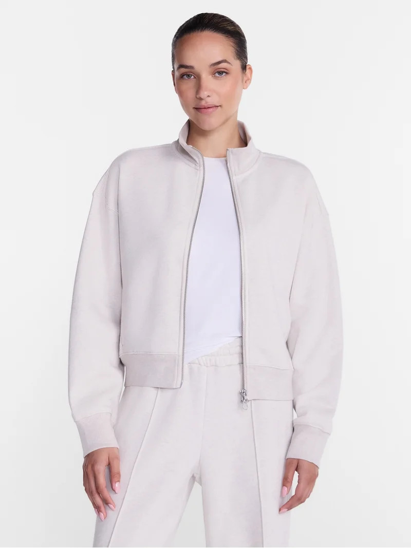 Athletic Works Women's Cropped Fleece Bomber Jacket with Long Sleeves, Sizes XS-XXL | Walmart (US)