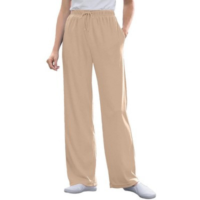 Woman Within Petite Sport Knit Straight-Leg Pull-On Pants - 1X, New Khaki | Target