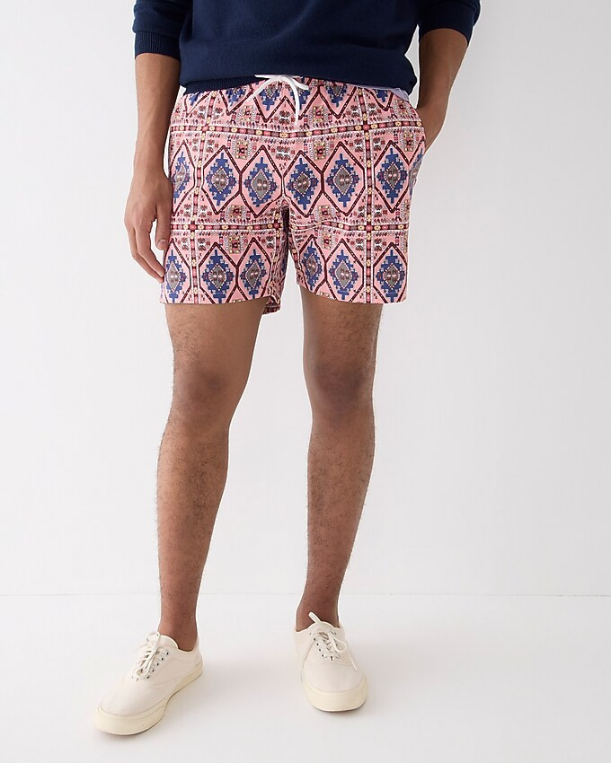 6" stretch swim trunk in print with ECONYL® nylon | J. Crew US