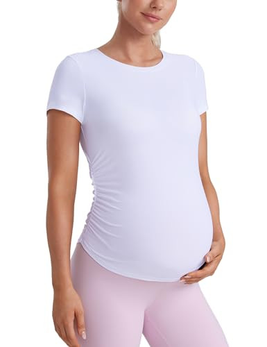 CRZ YOGA Cloudweight Maternity Shirts for Women Pregnancy Short Sleeve Side Ruched Tops Soft Work... | Amazon (US)