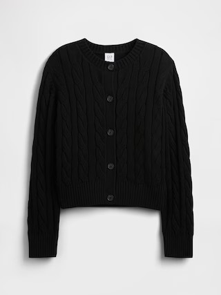 Kids Relaxed Cable-Knit Crewneck Cardigan | Gap Factory