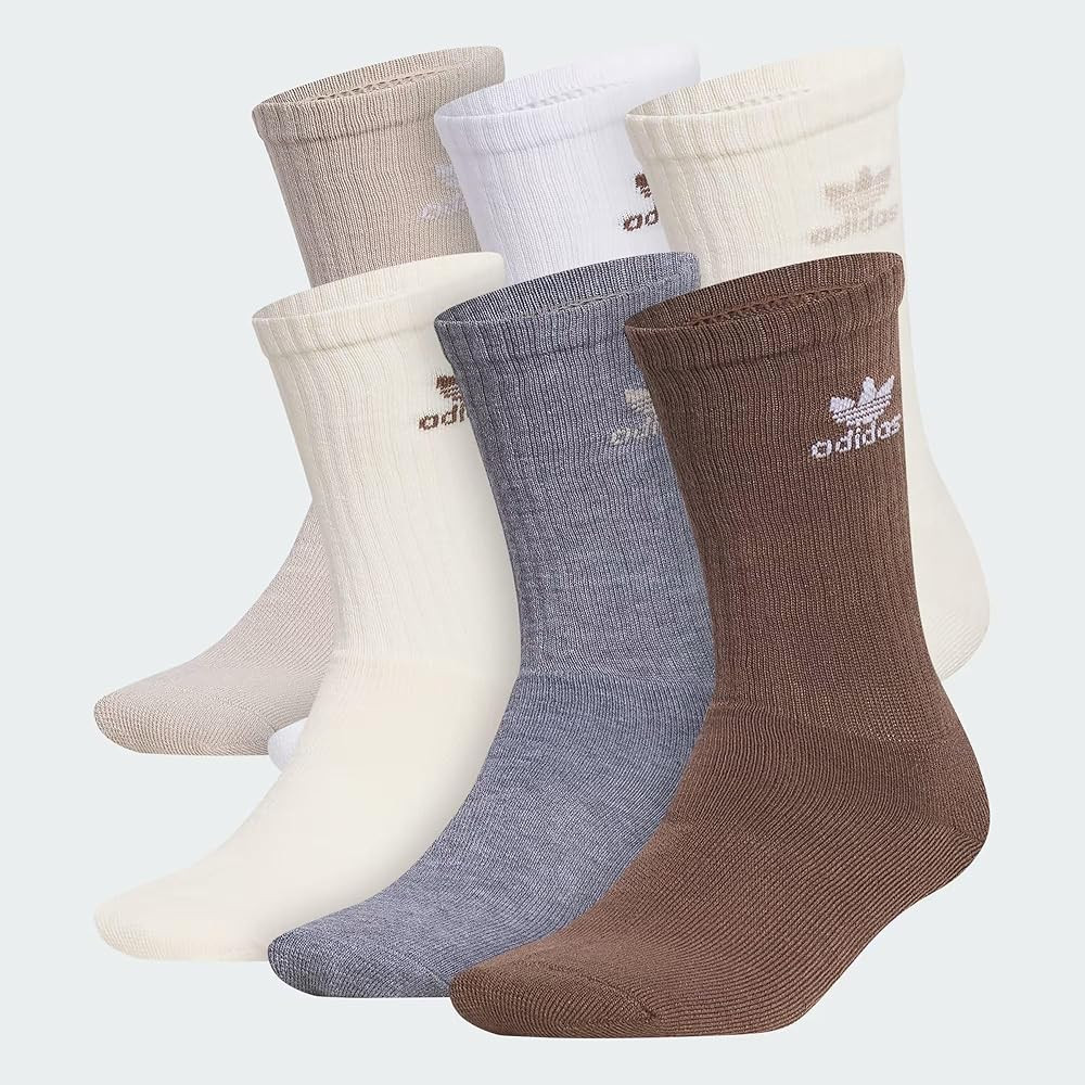 Brown/Beige Crew Socks 6-Pack for Men by ADIDAS | Amazon (US)