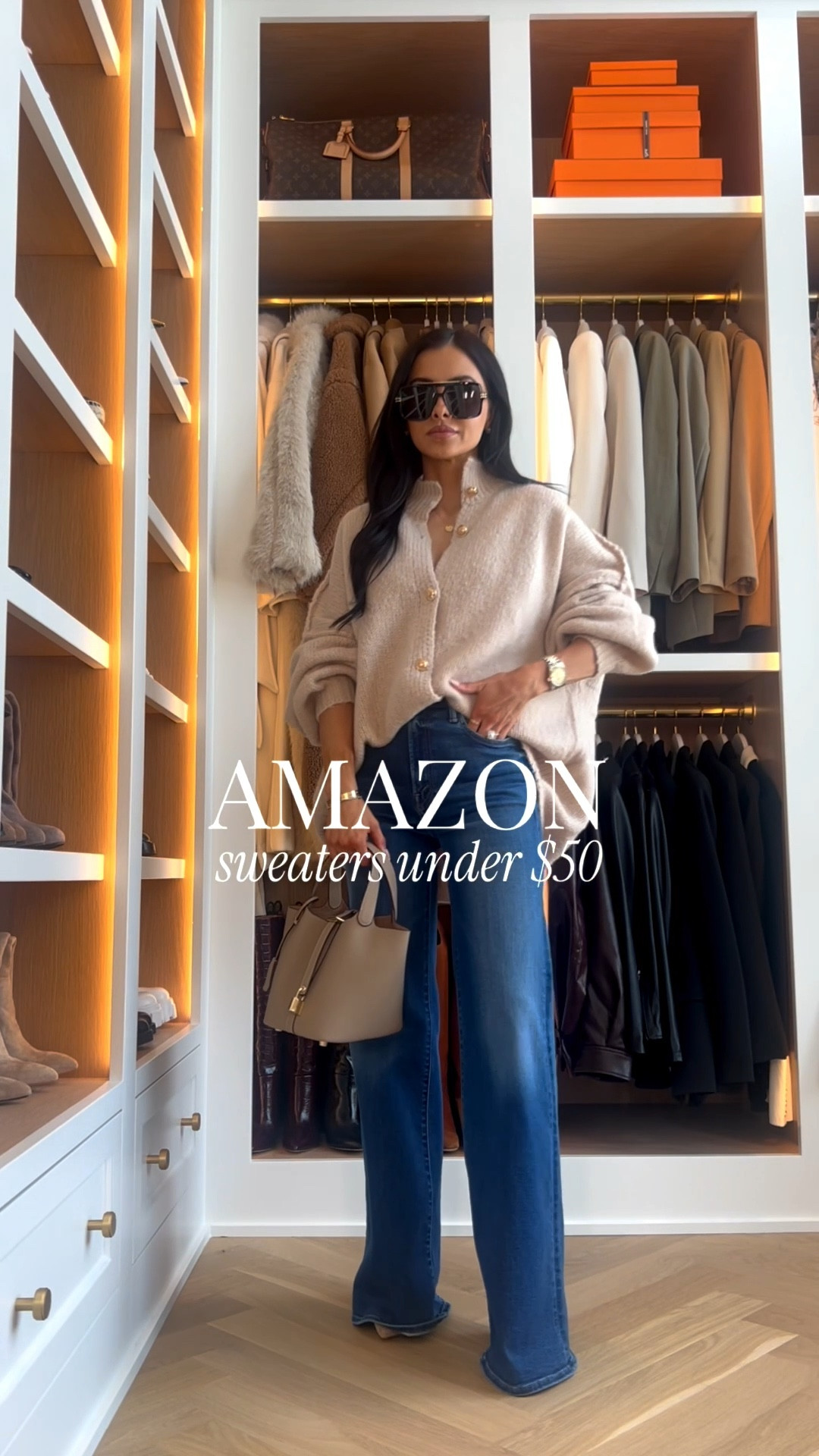 Amazon sweaters I’ll be wearing during these cold winter temps and they’re all under $50
Wearing an XS in everything 
Mother denim wearing a 24 run TTS
Amazon handbags 


#LTKootd #LTKSaleAlert #LTKPetite