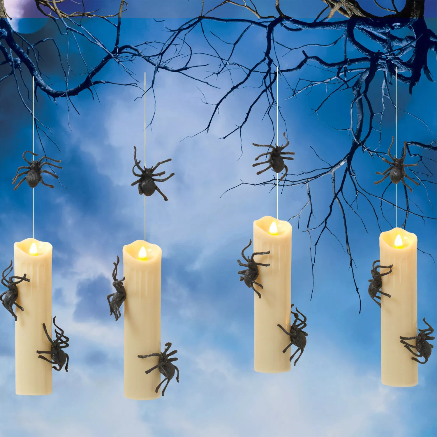 Pre-Lit Candles with Spiders, Set of 4 | Sam's Club