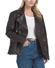 Leather Oversized Moto Jacket | TJ Maxx