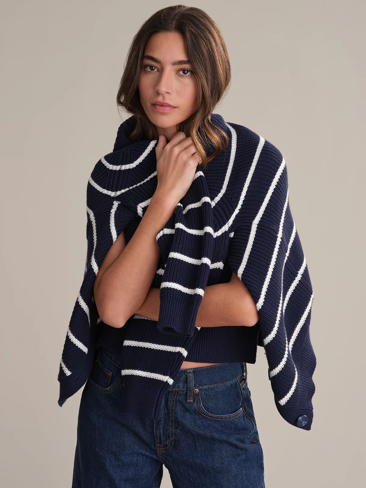 Emilia: Stripe Cotton Cocoon Cardigan | 525 America
