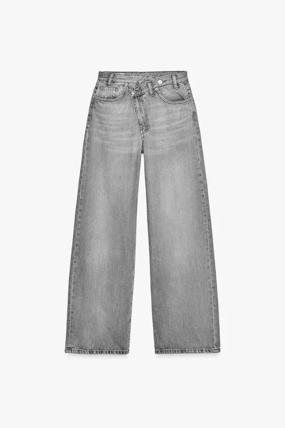 TRF HIGH-WAIST WIDE LEG CROSSOVER JEANS | Zara US
