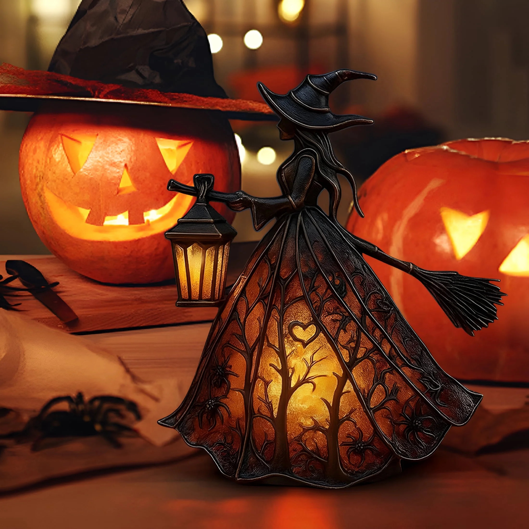 HIBIBUD 2026 New Halloween Witch Lamp,Stained Gothic Witch Hat Led Lamp for Stained Glass Inspired,Spooky Decorative Standing Night Light,Unique Halloween Party Lighting Decorations Indoor | Walmart (US)