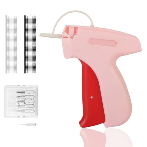 Stitch Gun for Clothes-Tagging Gun for Clothing,Pink Stitchy Microstitch Gun Quick Clothing Fixer,Includes 6 Needle and 1000 Black Fasteners&1000 White Fasteners | Amazon (US)