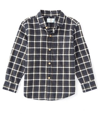 Little Boys 2T-7 Long Sleeve Flannel Plaid Button Front Shirt | Dillard's