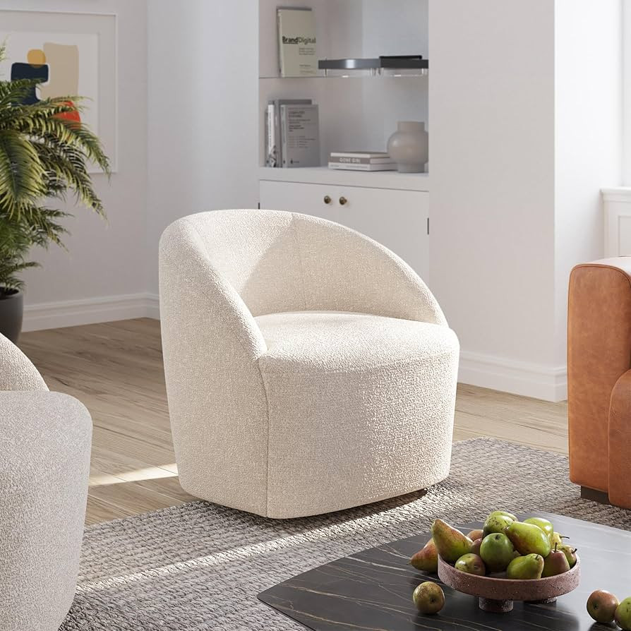 POLY & BARK Alma Swivel Lounge Chair, Ivory White Boucle | Amazon (US)