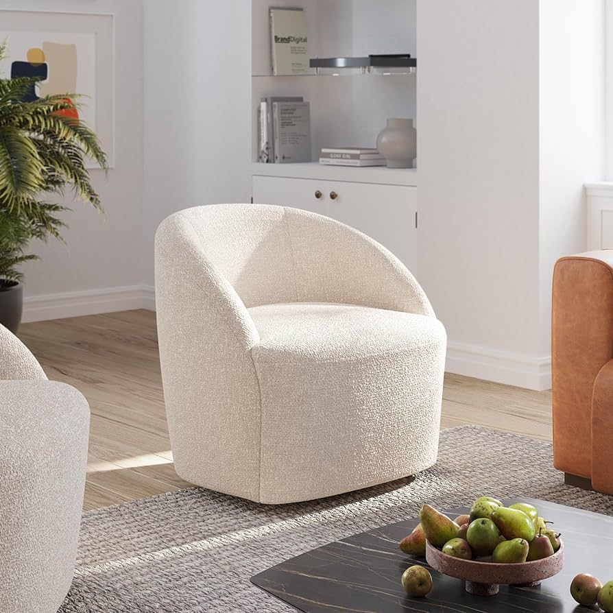 POLY & BARK Alma Swivel Lounge Chair, Ivory White Boucle | Amazon (US)